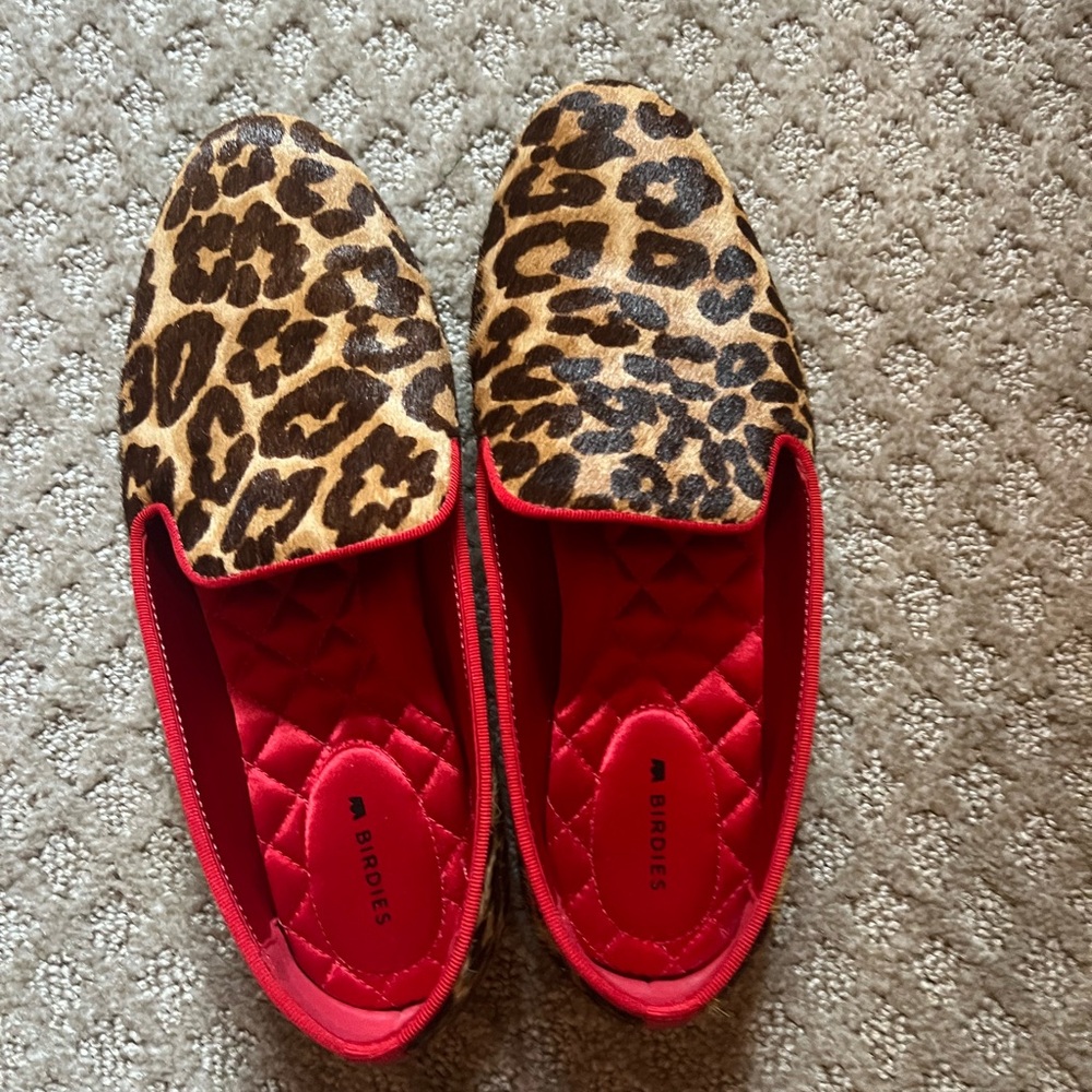 Birdies Leopard Print flats with Red Interior